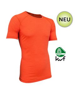 Merinoshirt in stylischem neonrot